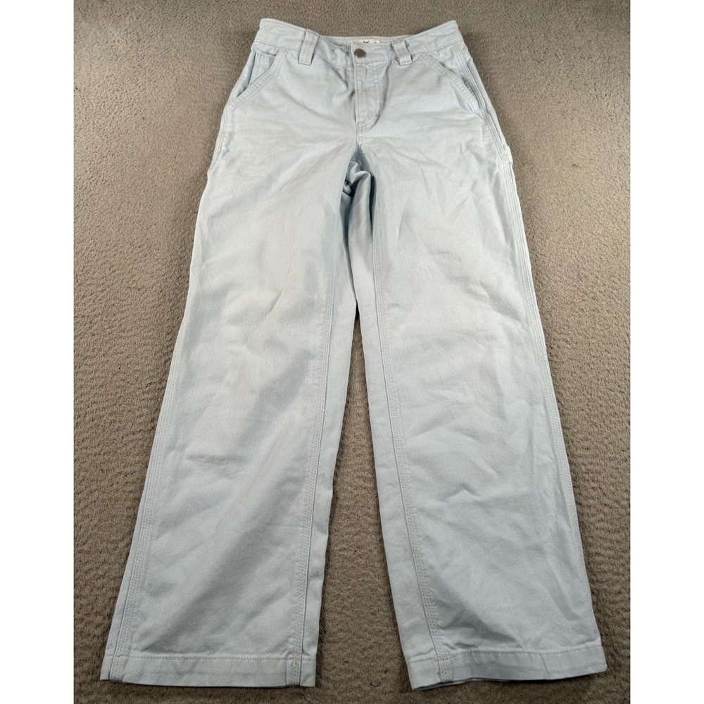 Aritzia TNA Jeans Women's 0 Blue Denim Wide-Leg‎ Carpenter Workwear Technician